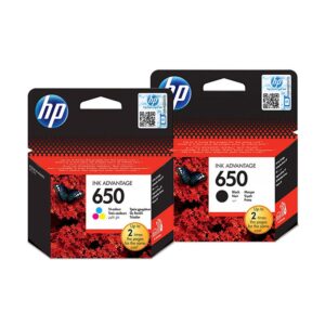 Pack of 2 HP 650 Original Ink Cartridge Set Black & Tri Color